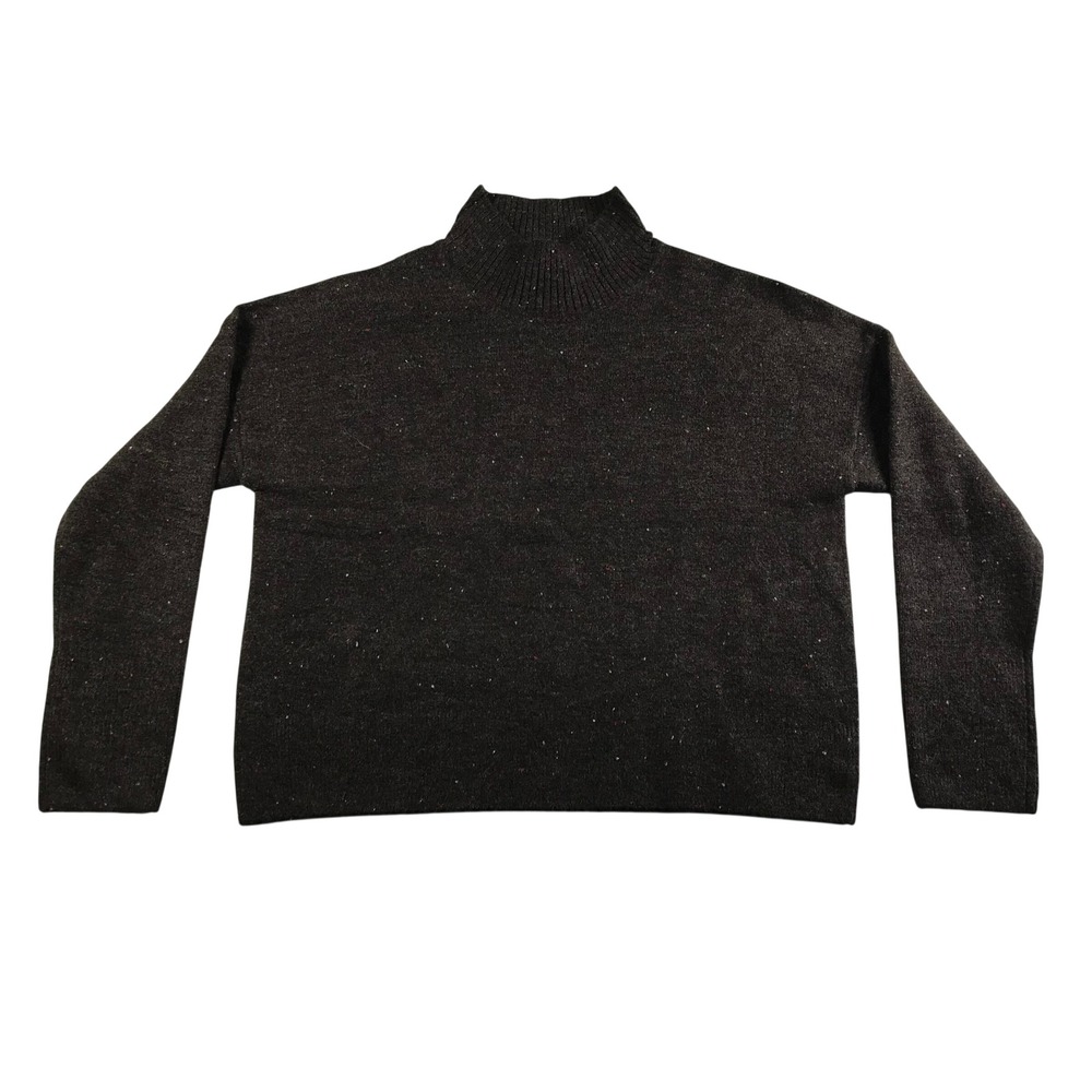 Loft Outlet Womens Brown Donegal Mock Neck Speckled Knit Sweater Medium NEW
